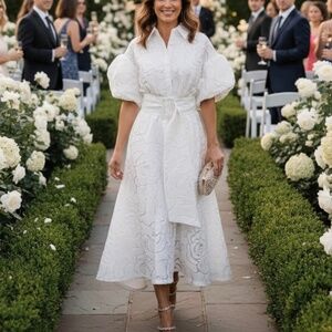 # A289   Nancy  Romantic Feminine  Resort Glamour White  Dress NWT M